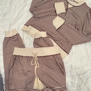 Striped Lounge Set in Cream and Brown